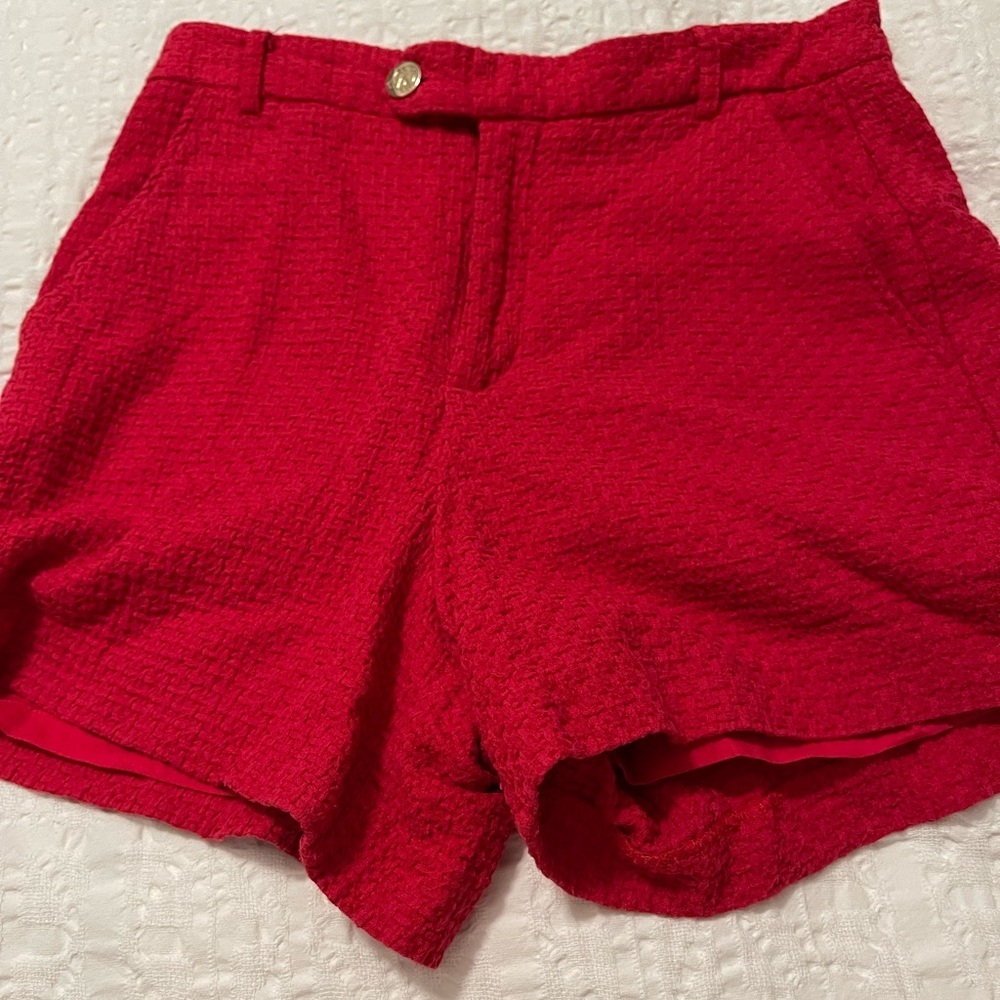 Draper James RSVP red basket weave 4” shorts size 14 summer dressy